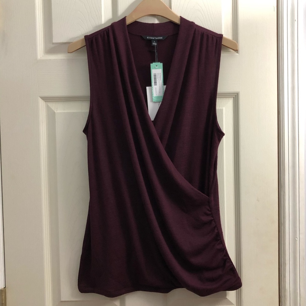 41 Hawthorn Benni wrap front ruched knit top Large